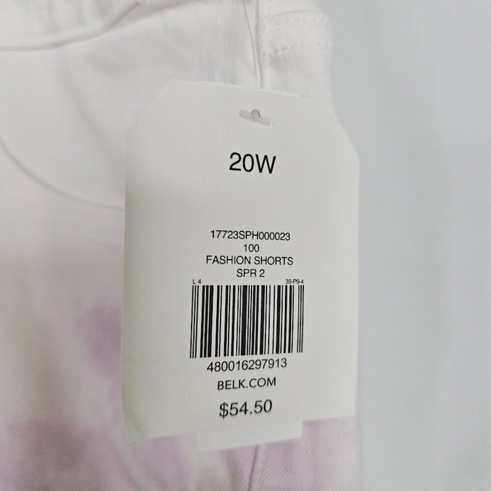 NWT WONDERLY High Rise Jean Shorts plus size 20W WHITE w PURPLE TIE DYE Denim - Picture 5 of 10